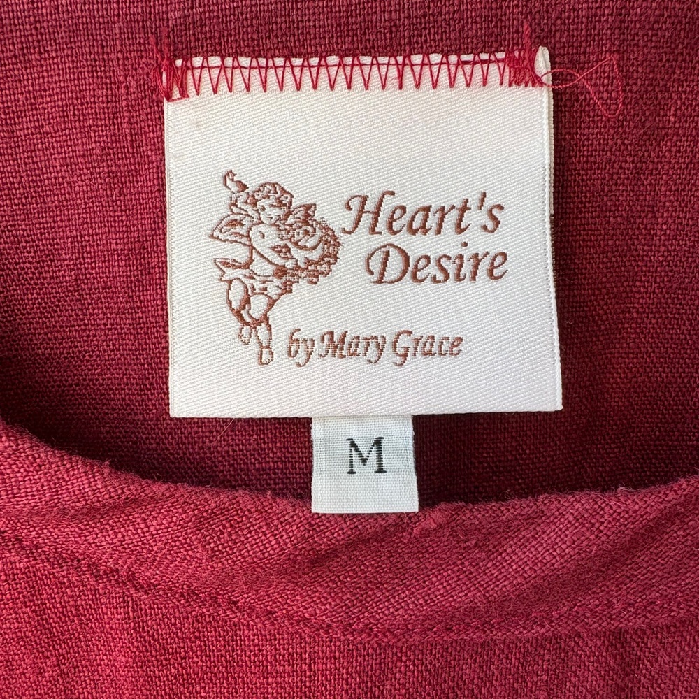 Heart's Desire Butterfly Burgundy Linen Top - Picture 6 of 12